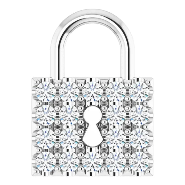 Echt Diamant Lock Anhänger 0,90 Karat F Vs1 Schmuck