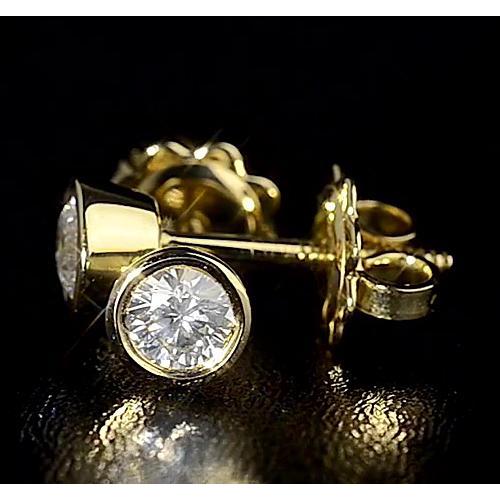 Echt Diamant Ohrstecker Gelbgold 14K Rund G Vs1 1,50 Karat