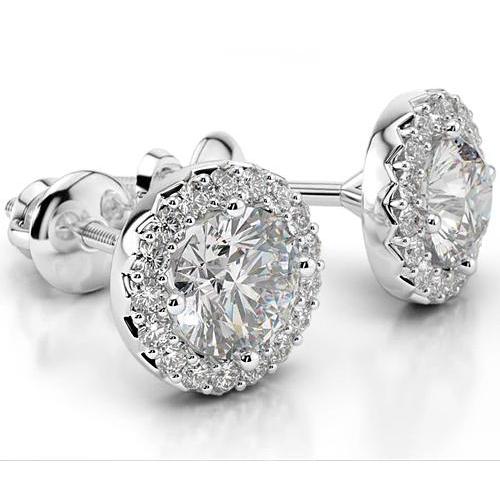 Echt Diamant Ohrstecker Halo Ohrringe 14K Damen Schmuck