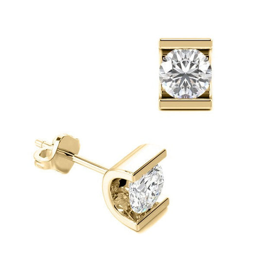 Echt Diamant Ohrstecker Kanalset Gelb Gold Damen Schmuck 4 Karat