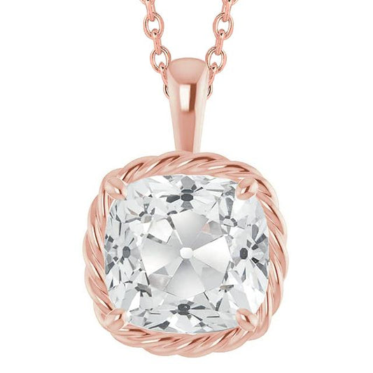 Echt Diamant Solitaire Anhänger Slide 5 Karat Kissen alter Bergmann Schmuck