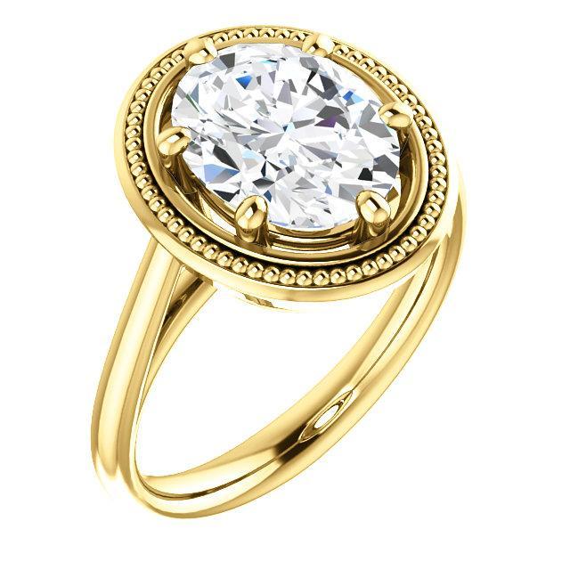 Echt Diamant-Solitär-Ring Vintage-Stil 4 Karat Gelbgold 14K