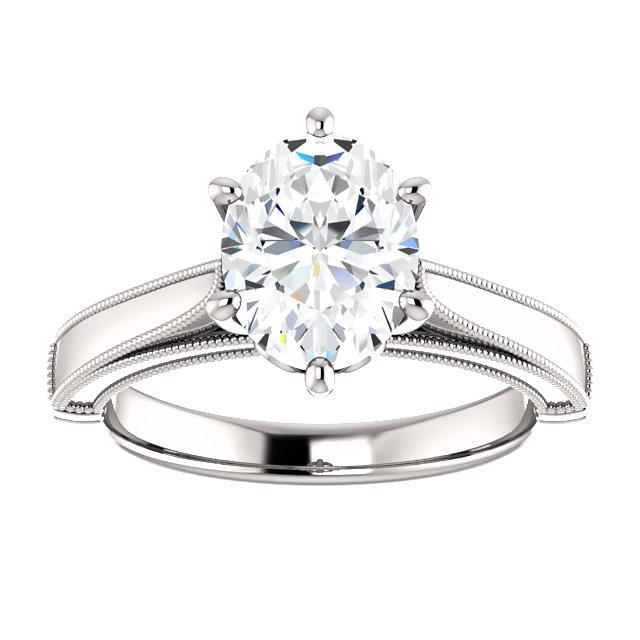 Echt Diamant Solitärring 4 Karat Oval Vintage Style Milgrain Schmuck