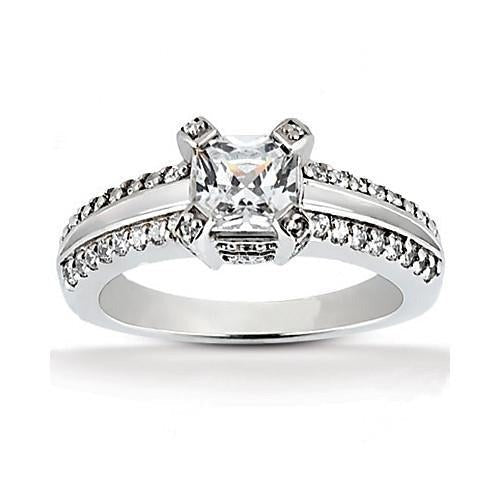 Echt Aus der Erde Abgebauter Natürlicher Diamant-Solitärring im Prinzessin-Schliff 2.20 ct. Mit Akzenten