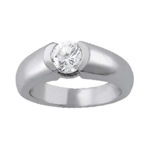 Echt Diamant-Solitärring mit halber Lünette 0,75 Karat Schmuck