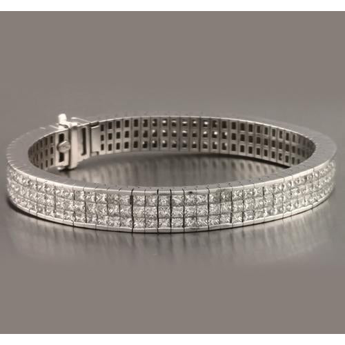 Echt Diamant Tennisarmband Pavé Set 24,90 Karat Weißgold 14K