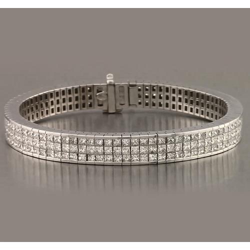 Echt Diamant Tennisarmband Pavé Set 24,90 Karat Weißgold 14K