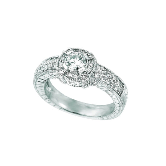 Echt Diamant-Verlobungsring 1 Karat 14K Weißgold