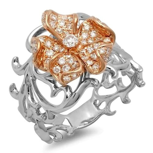 Echt Aus der Erde Abgebauter Natürlicher Diamant-Verlobungsring 1,30 Karat zweifarbiges Gold 14K