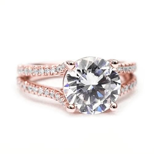Echt Diamant-Verlobungsring 3 Karat Roségold Split Shank Schmuck Neu