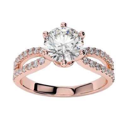 Echt Diamant-Verlobungsring 3,30 Karat Split Shank Roségold 14K