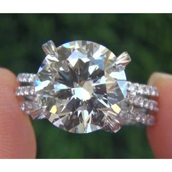 Echt Diamant-Verlobungsring 4,50 Karat Klaueneinstellung mit geteiltem Schaft Schmuck