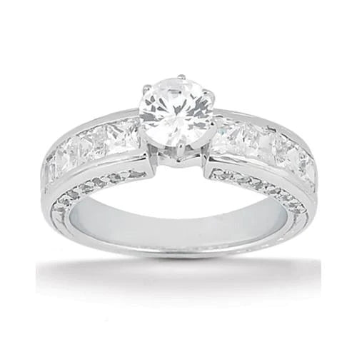 Echt Diamant-Verlobungsring 4,76 Karat Prinzessin und Rundschliff WG 14K