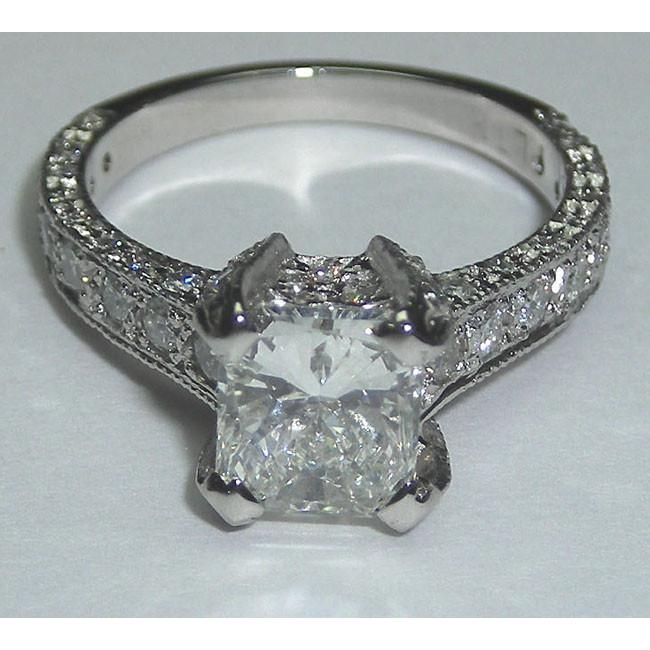 Echt Diamant-Verlobungsring Antik-Stil 3.50 Karat Weißgold 14K