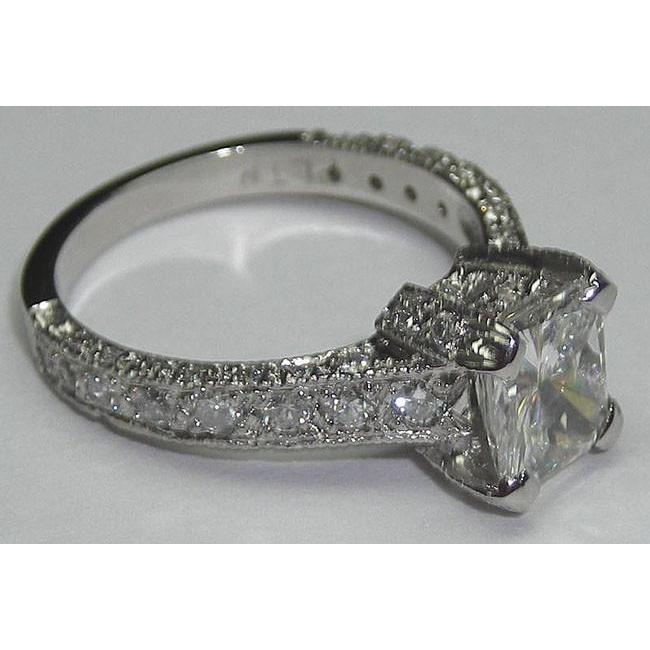 Echt Diamant-Verlobungsring Antik-Stil 3.50 Karat Weißgold 14K