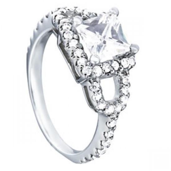 Echt Diamant-Verlobungsring Fancy Halo Weißgold 1,50 cts.