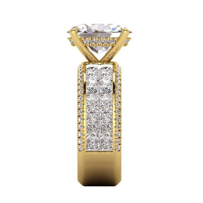 Echt Diamant-Verlobungsring Oval Center 6,92 Karat Gelbgold 14K