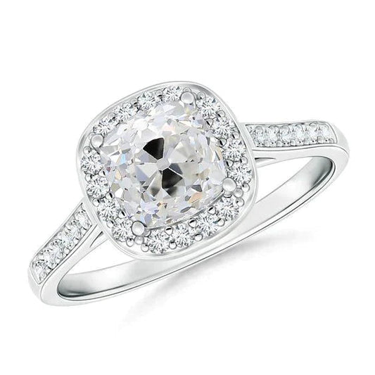 Echt Diamant-Verlobungsring im Kissenschliff alter Bergmann 2,75 Karat Gespaltener Schaft