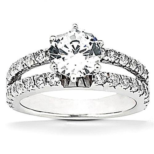 Echt Aus der Erde Abgebauter Natürlicher Diamant-Verlobungsring mit geteiltem Schaft in Krappenfassung 2.50 Karat WG 14K