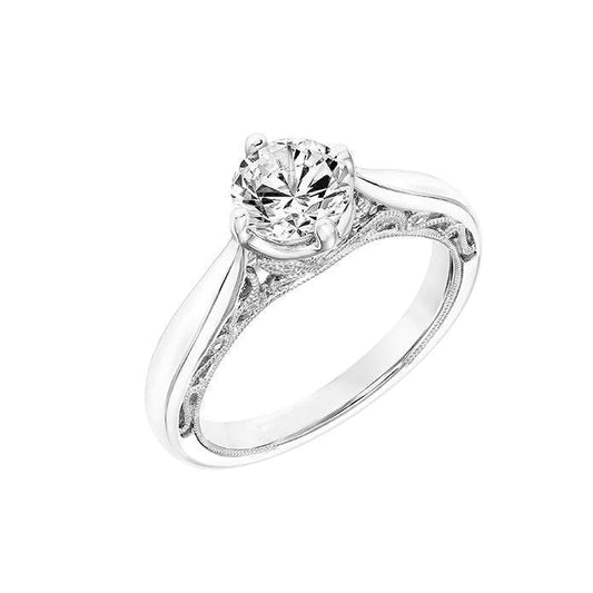 Echt Diamant-Vintage-Stil Solitärring Weißgold