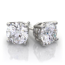 Echt Aus der Erde Abgebauter Natürlicher Diamant Women Stud Earrings 4 Carats White Gold