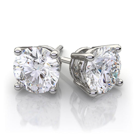  Echt Diamant Women Stud Earrings 4 Carats White Gold