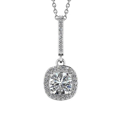 Echt Diamant im Kissenschliff Ravishing Drop Anhänger Halskette 4.31 Karat WG 14K