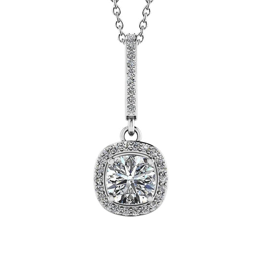 Echt Diamant im Kissenschliff Ravishing Drop Anhänger Halskette 4.31 Karat WG 14K