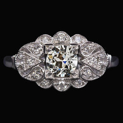 Echt Diamant runder Altschliff Ehering Antik-Stil 6.25 Karat Milgrain
