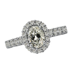 Echt Diamant-runder & ovaler Halo-Ring Schmuck im alten Minenschliff 5 Karat
