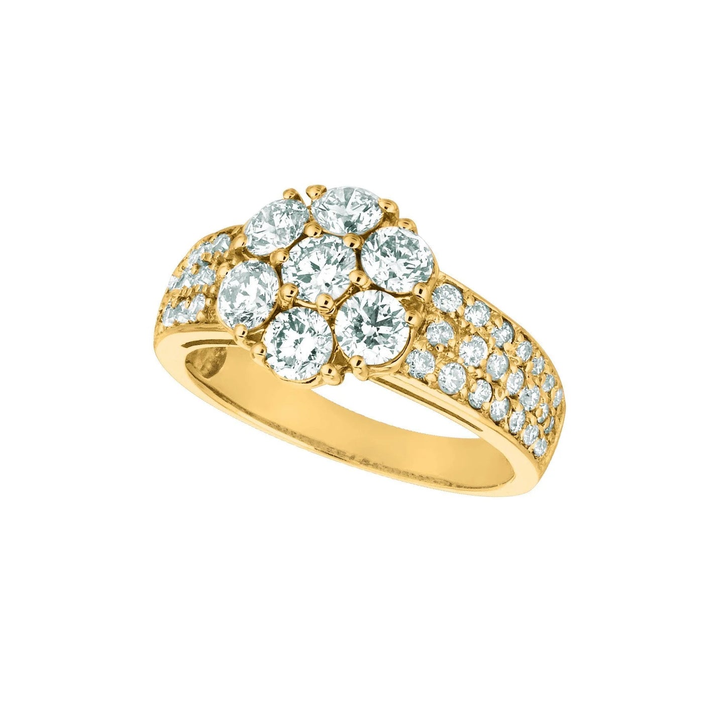 Echt DiamantFlower Fancy Ring 2 Karat 14K Gelbgold mit Akzenten