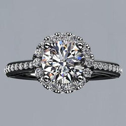 Echt DiamantFlower Style Halo Verlobungsring 2,75 Karat Schwarzgold 14K