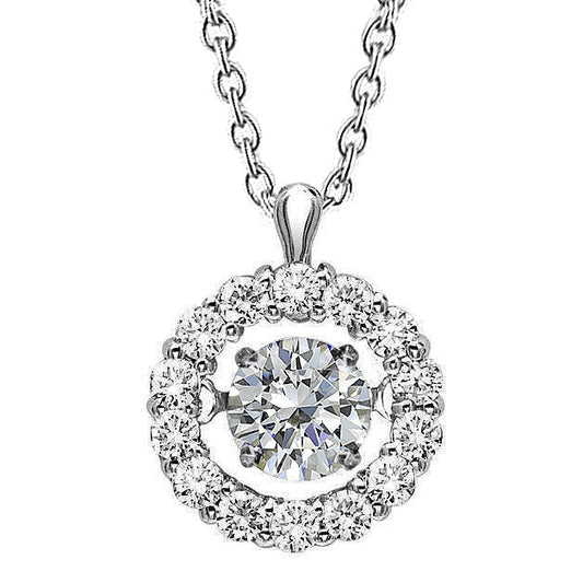 Echt DiamantLady Halo Pendant 1.85 Carat Prong Set Necklace White Gold 14K