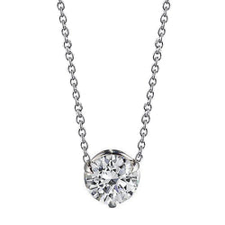 Echt DiamantSolitaire Necklace Pendant With Chain 1.0 Carat White Gold 14K