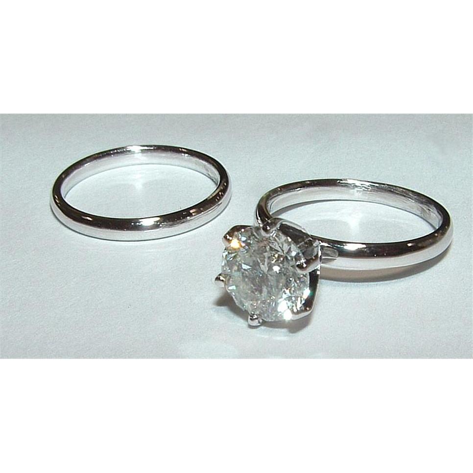  Echt Diamanten Solitaire Ring Set 2 Kt Diamant Weißgold
