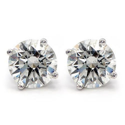 Echt Aus der Erde Abgebauter Natürlicher Diamanten Women Studs Earrings 3.00 Carats White Gold 14K