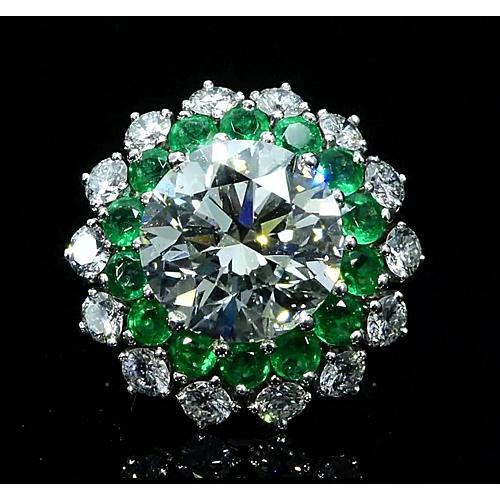 Echt Diamantring 11,60 Karat Jahrgang Stil Kolumbianisch Smaragd Neu