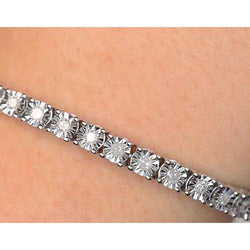 Echt Aus der Erde Abgebauter Natürlicher Diamantschliff-Montage Damen Tennis Armband Weißgold 14K