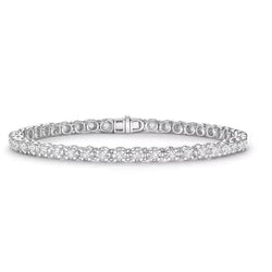 Echt Aus der Erde Abgebauter Natürlicher Diamantschliff-Montage Rundschliff Damen Tennisarmband Weißgold 14K