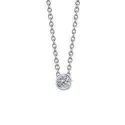 Echt Funkelnde Diamant-Anhänger-Halskette 0,50 Karat Lünette Set WG 14K Neu