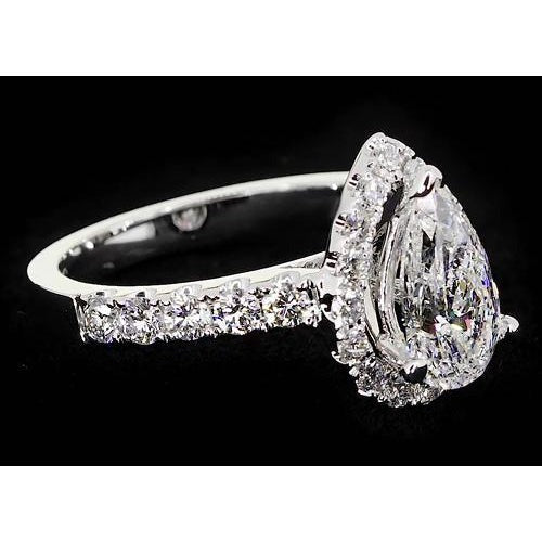 Echt Halo Birne Diamant Jubiläum Ring 2.75 Karat Weiß Gold 14K
