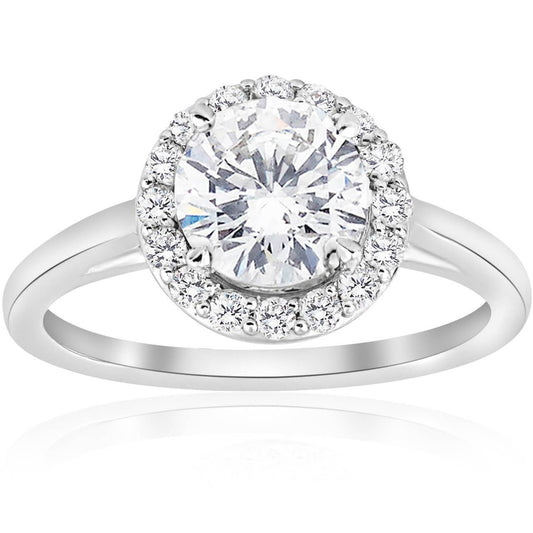 Echt Halo Aus der Erde Abgebauter Natürlicher Diamant-Verlobungsring 2.50 Karat Weißgold 14K