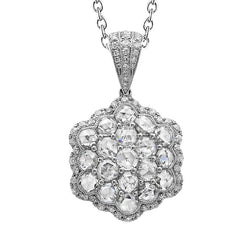 Echt Halskette mit Aus der Erde Abgebauter Natürlicher Diamanten im Rosenschliff 2,70 Karat Weißgold 14K