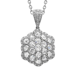Echt Halskette mit Diamanten im Rosenschliff 2,70 Karat Weißgold 18K