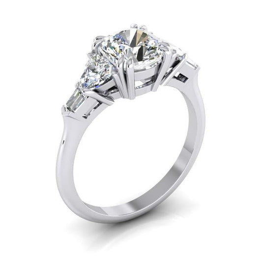 Echt Kissen Diamant-Verlobungsring 3 Karat Weißgold im Trillionenschliff 14K