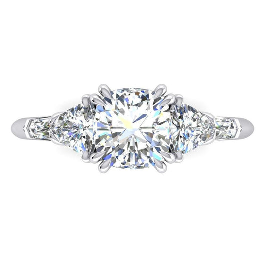 Echt Kissen Diamant-Verlobungsring 3 Karat Weißgold im Trillionenschliff 14K