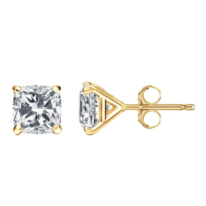 Echt Ohrstecker mit Diamanten im Kissenschliff 4.00 ct Gelbgold 14K