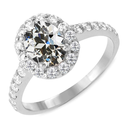 Echt Oval Altschliff Diamant Halo Ehering 6,50 Karat Damenschmuck