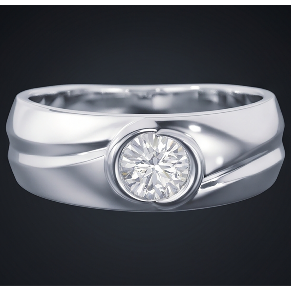 Echt Oval Aus der Erde Abgebauter Natürlicher Diamant Ring Herren Schmuck Lünette