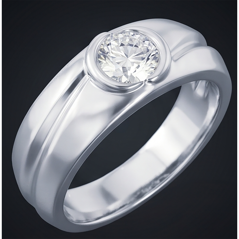 Echt Oval Aus der Erde Abgebauter Natürlicher Diamant Ring Herren Schmuck Lünette